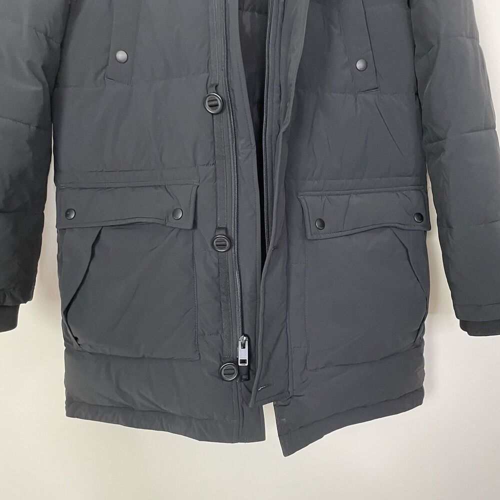 Express Womens‎ Puffer Coat Faux Fur Trim Hood Black Medium - Picture 6 of 11
